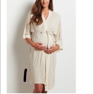 Pink blush pinkblush maternity robe crochet trim